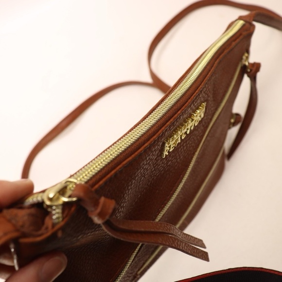Kenneth Cole Reaction Brown Crossbody Bag with Diagonal Zippers - Picture 8 of 11